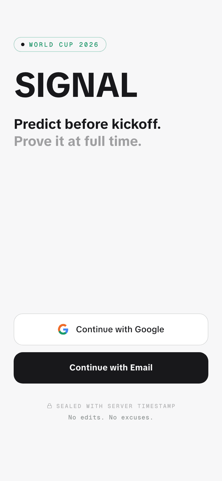 SIGNAL — pantalla de acceso de la app